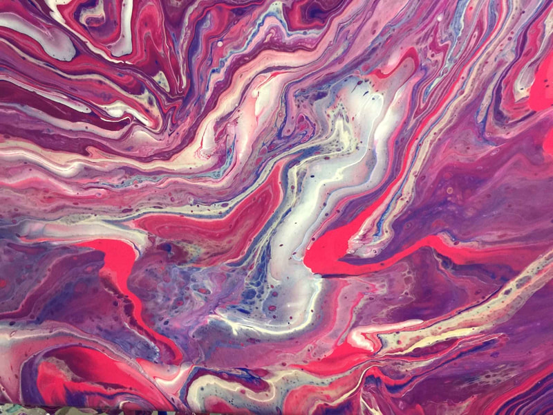 Pink, purple and white drip art.