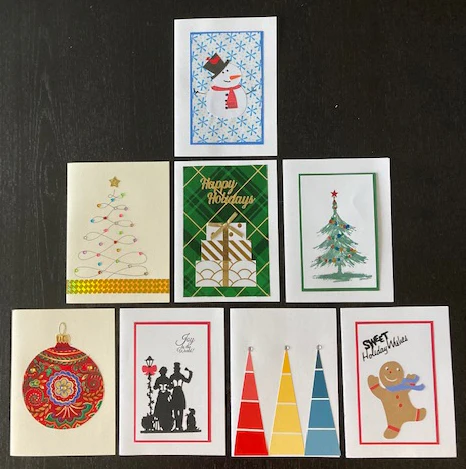 A collection of christmas greeting cards.