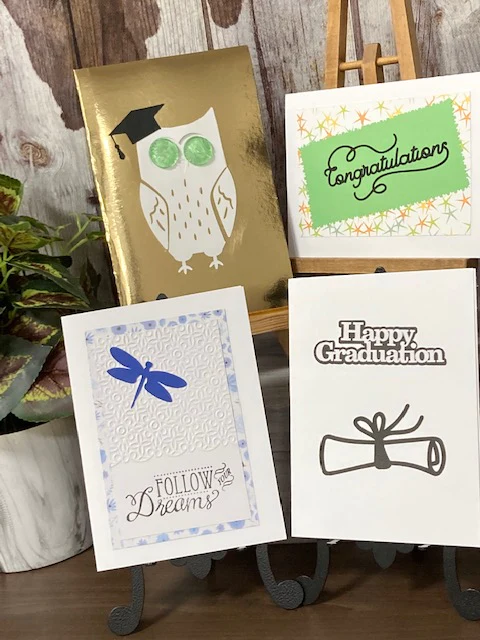 A collection of graduation greeting cards.