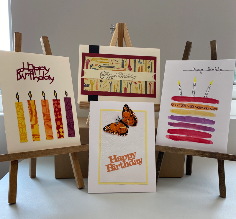A collection of birthday greeting cards.