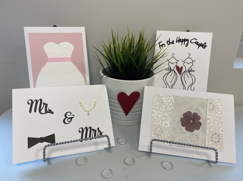 A collection of wedding greeting cards.