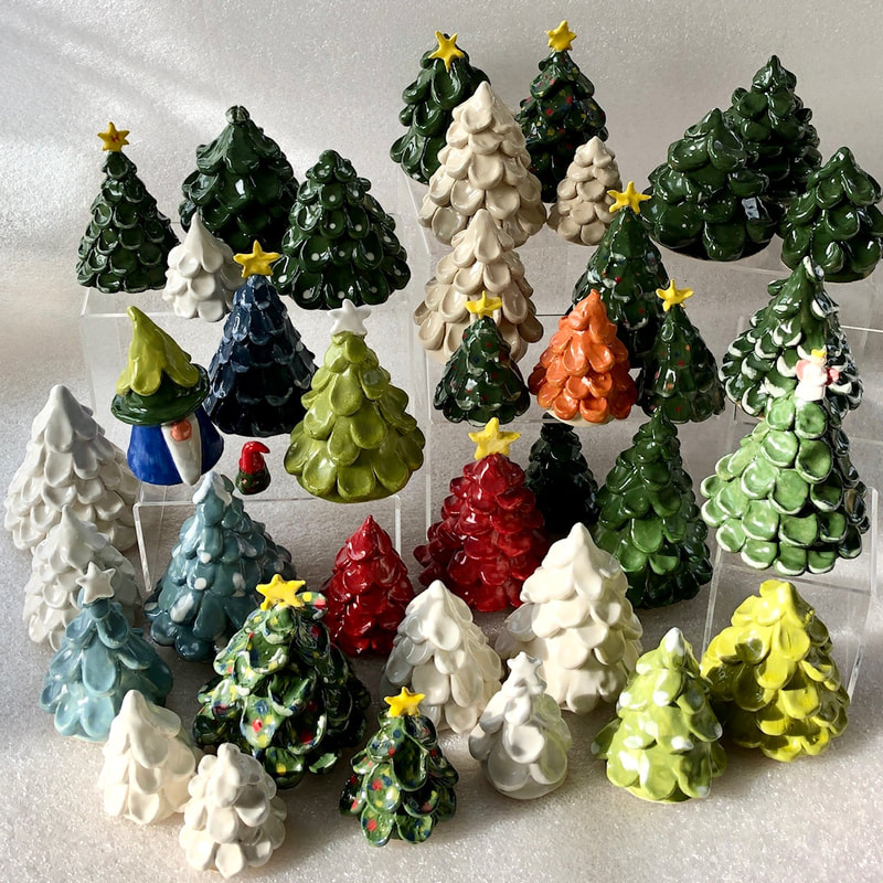 A collection of ceramic trees.